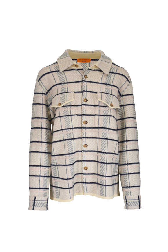 Guest in Residence Cream & Light Blue Plaid Work Shirt