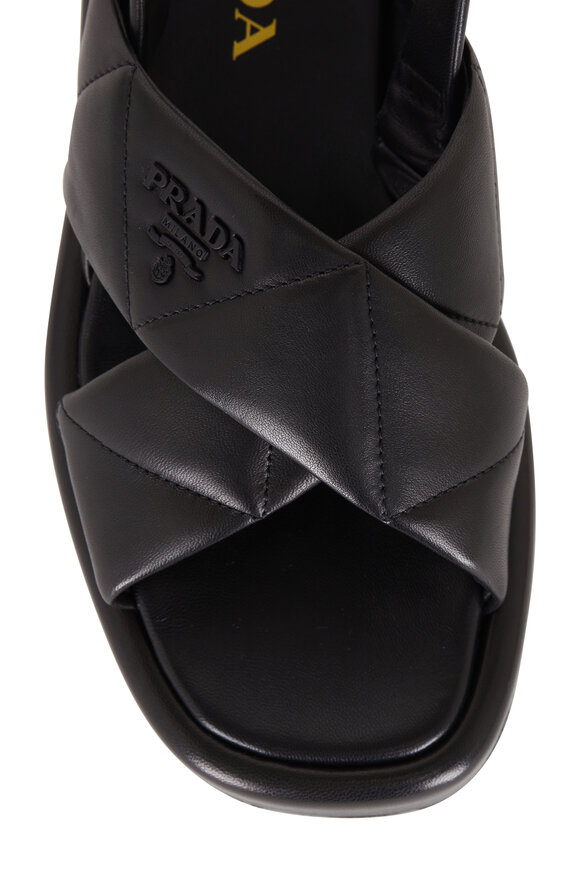 Prada - Black Quilted Leather Flatform Sandal, 35mm