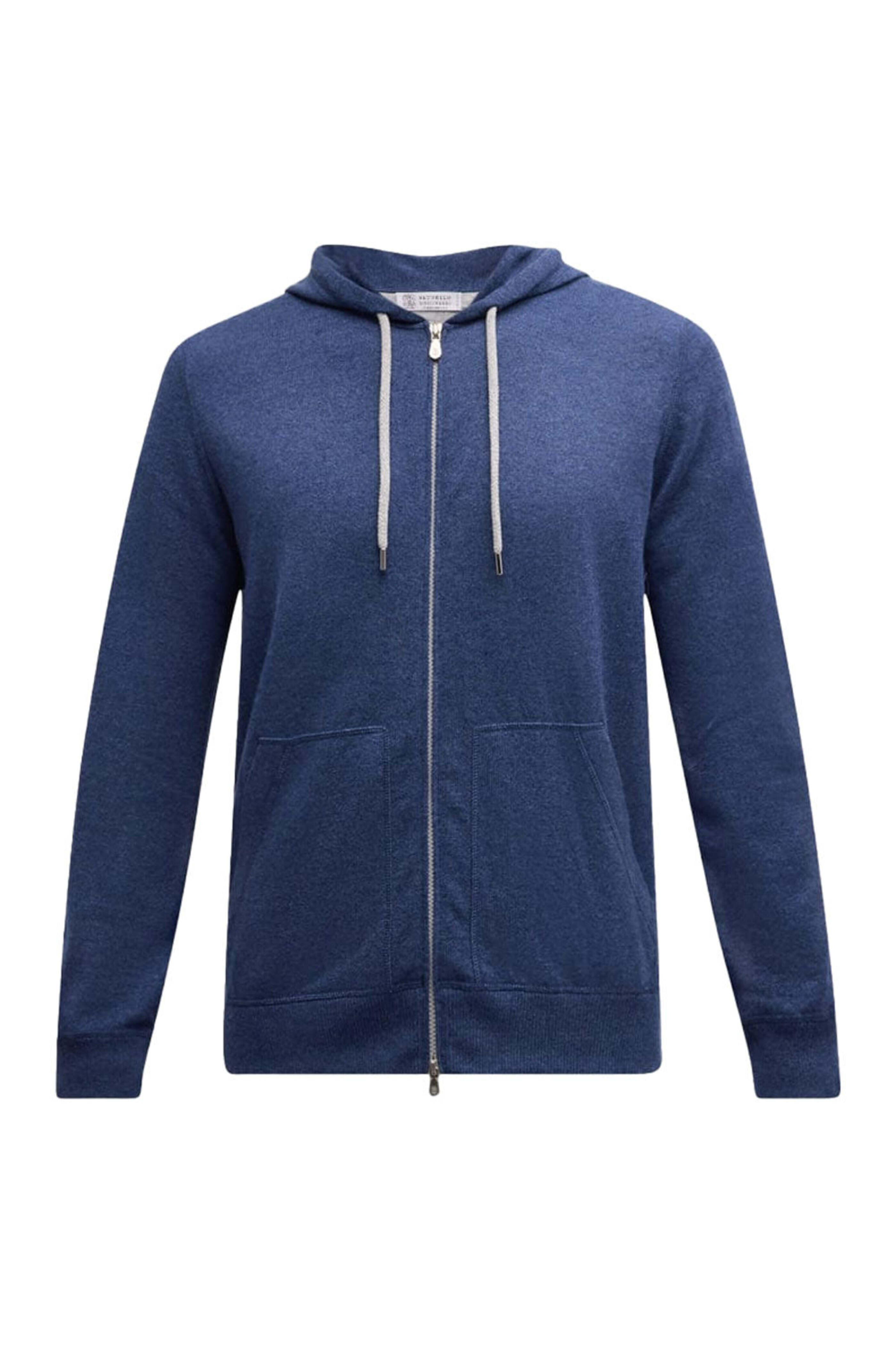 パーカー・フーディ BRUNELLO CUCINELLI Brunello Cucinelli Sweaters Blue Brunello Cucinelli - Navy Blue Ribbed Zip Cardigan