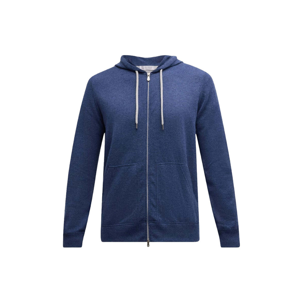 Brunello Cucinelli - Navy Cashmere Full Zip Hoodie