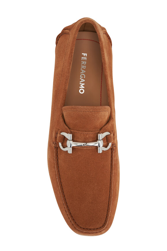 Ferragamo - Parigi Cognac Suede Gancini-Bit Driver 