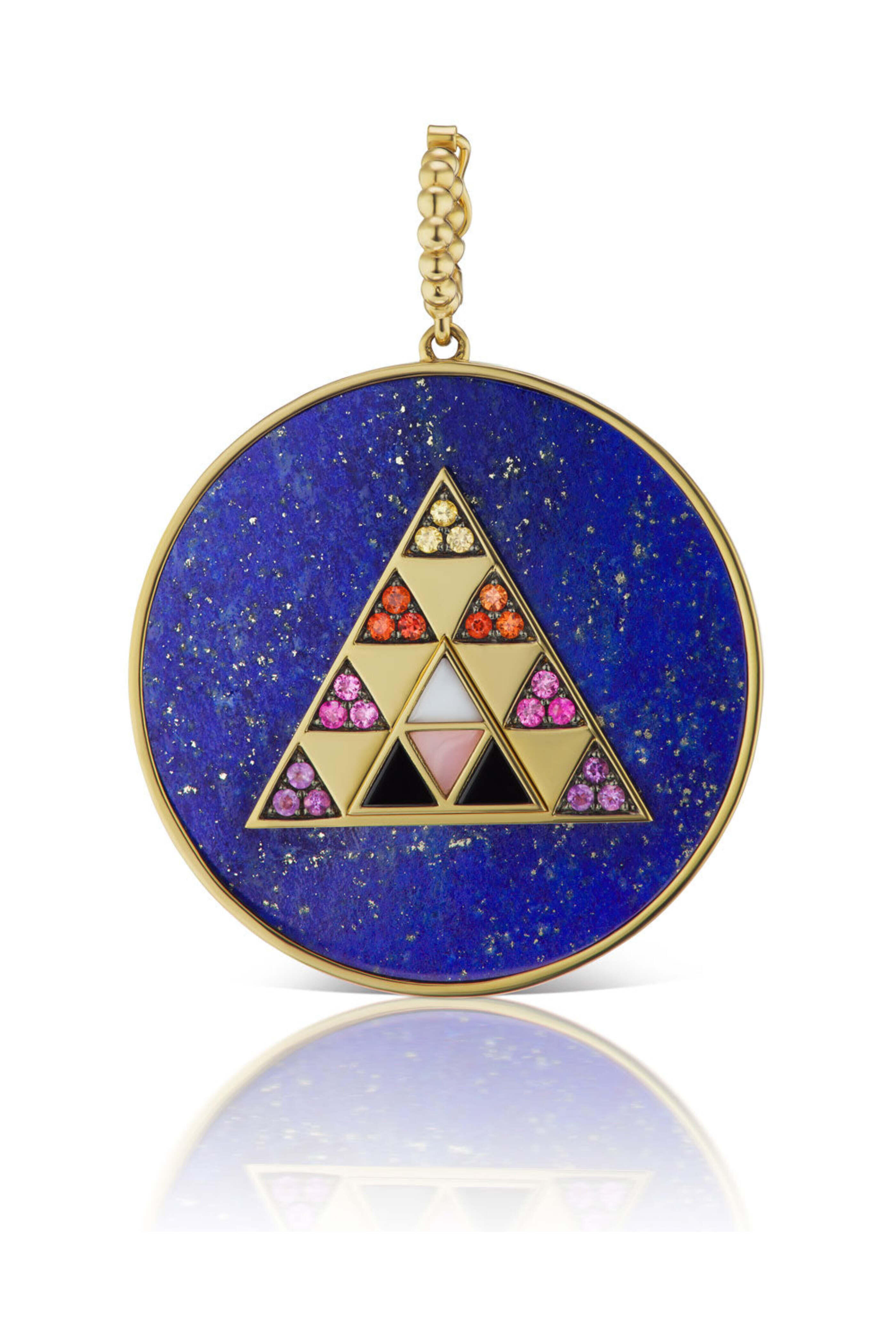 Harwell Godfrey - Rainbow Sapphire Pyramid Stone Medallion Charm