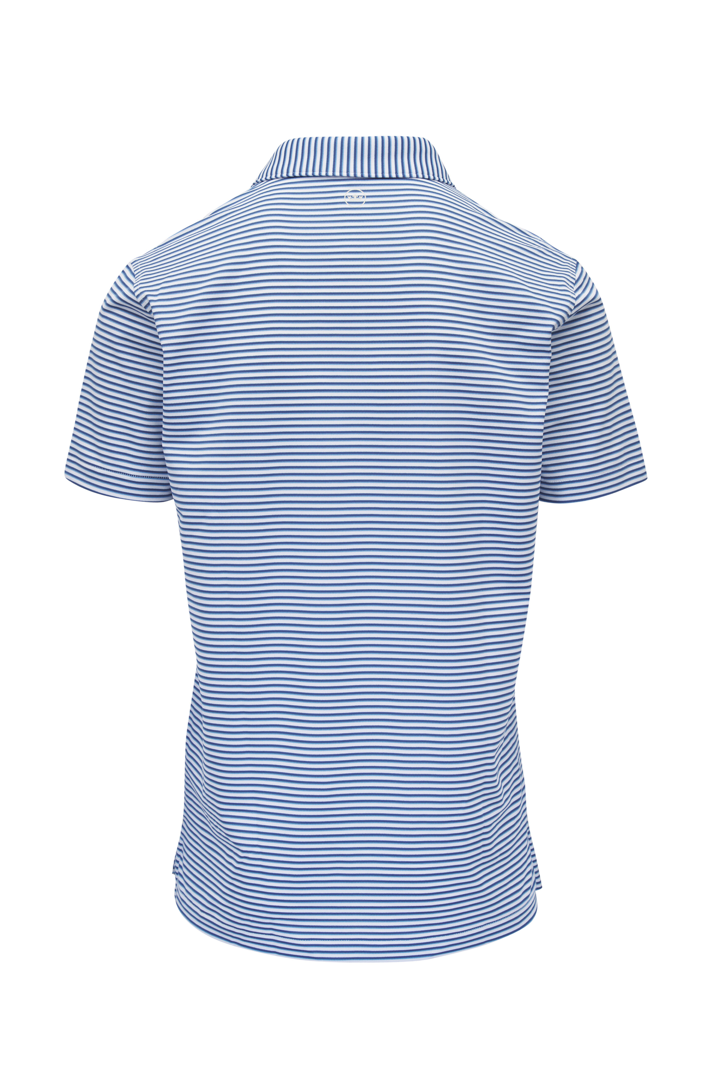 Peter Millar - Tempo White & Ocean Blue Performance Mesh Polo