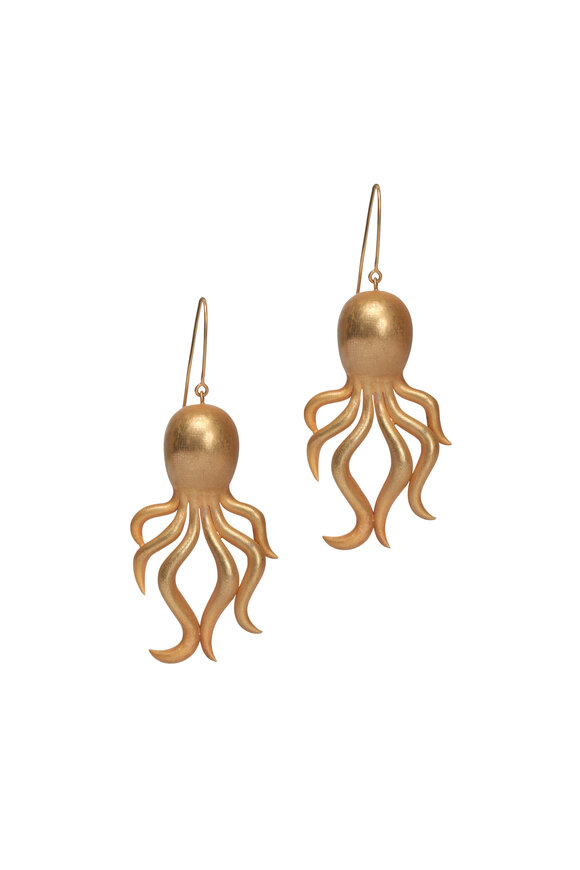 Michael Tracy Large Gold Octopus Earrings