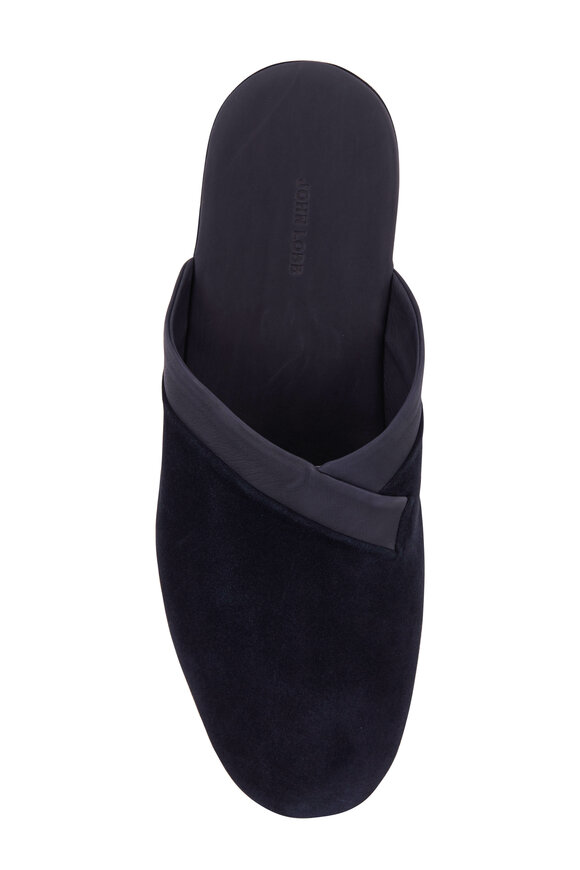 John Lobb - Knighton Navy Suede Slipper