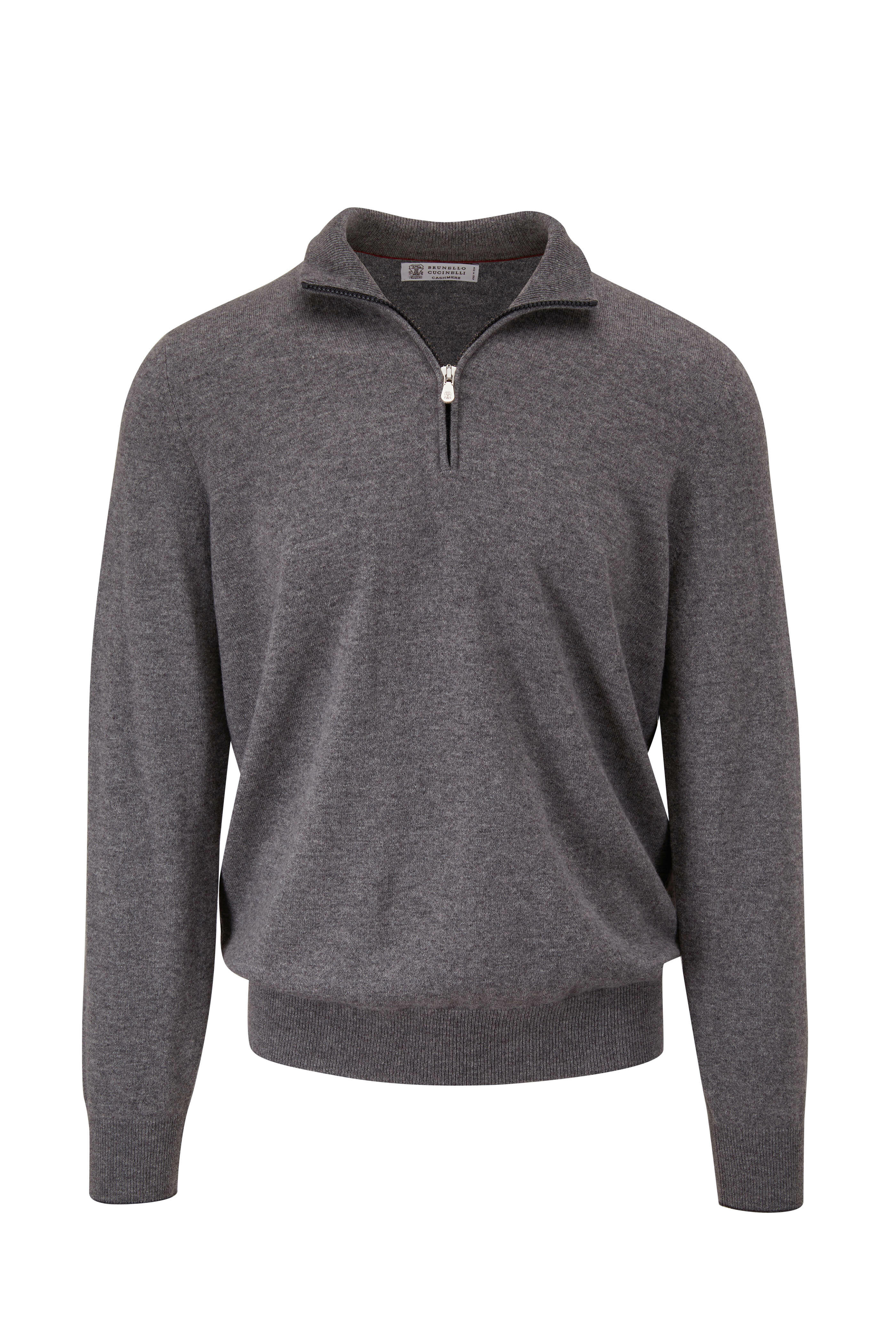 Brunello Cucinelli - Charcoal Gray Cashmere Quarter Zip Pullover