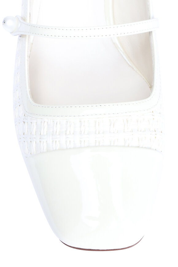 Jimmy Choo Elisa Raffia & Patent Leather Latte Pump, 45mm - view 4