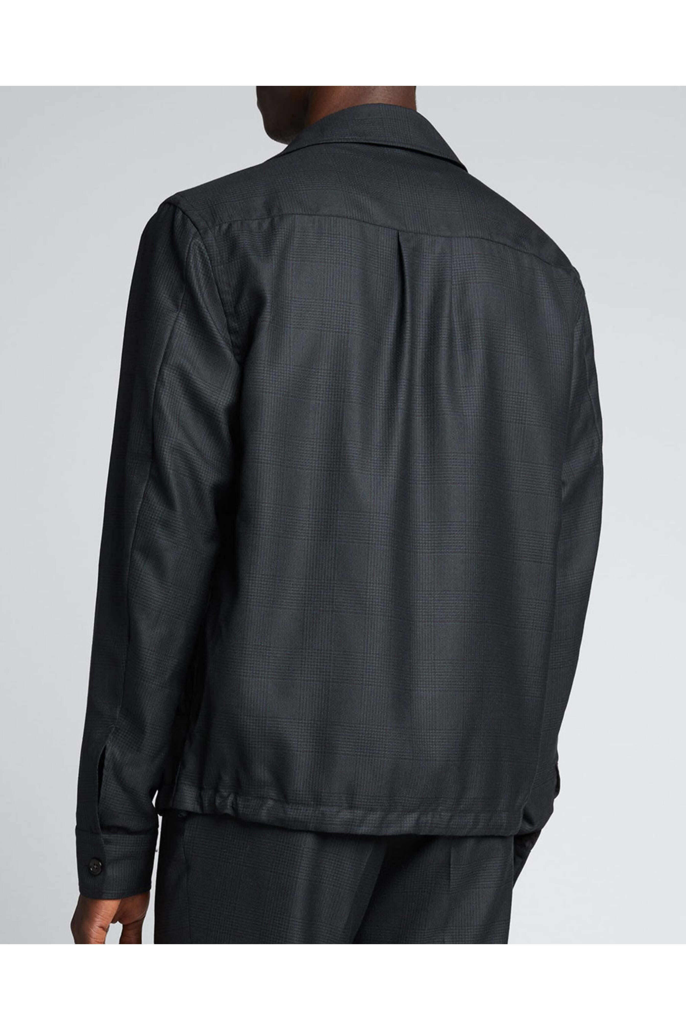 Zegna - Dark Blue Tonal Plaid Overshirt