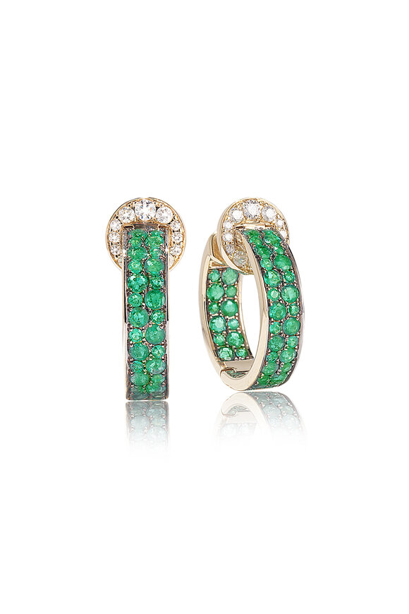 Nam Cho 18k Yellow Gold Emerald Hoops