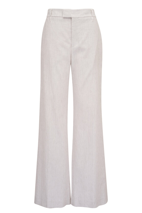 Brunello Cucinelli - Tennis Pinstriped Linen & Cotton Pant