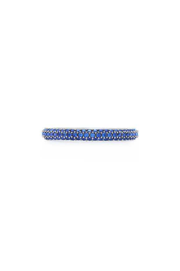 Kwiat 18k White Gold 3 Row Diamond & Sapphire Pave Ring