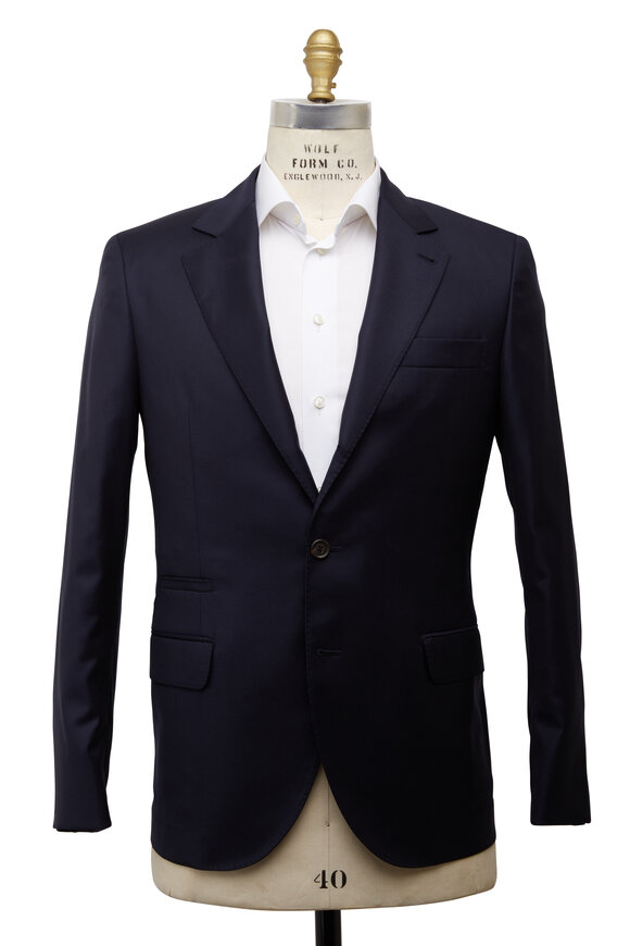 Brunello Cucinelli - Solid Navy Blue Wool Four Season Suit