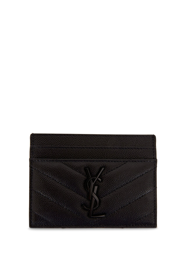 Saint Laurent Women's Monogram Leather Card Case - Black