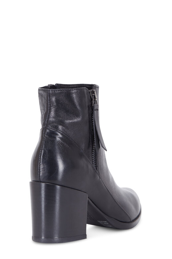 Italeau - Rea Black Leather Double Zip Ankle Boot, 70mm