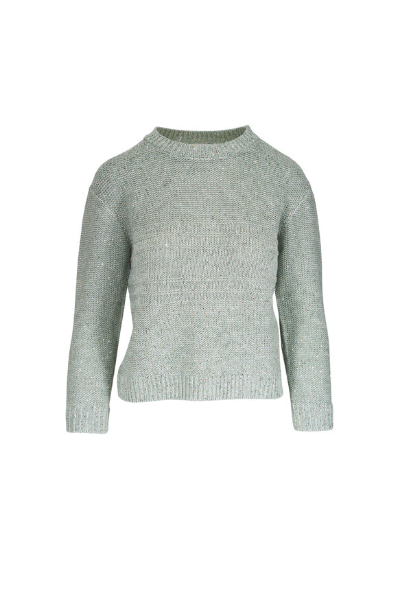 Kinross Fern Three Quarter Sleeve Sequin Crewneck