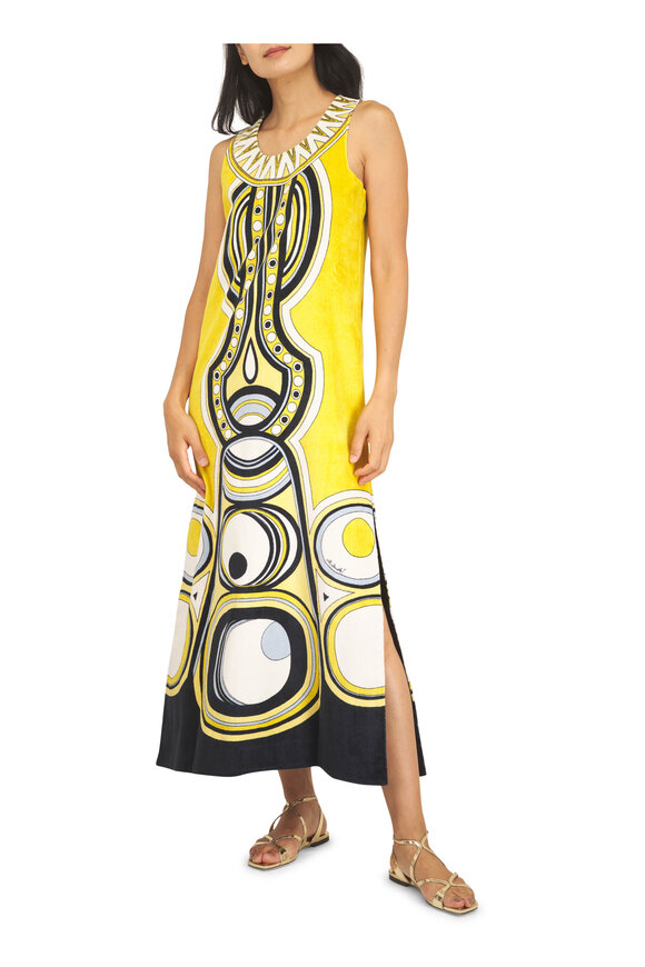 La DoubleJ Totem Sanctuary Placée Gold Print Terrycloth Dress - view 2