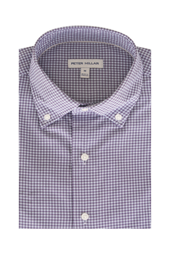 Peter Millar Gregory Crown Lite Purple Check Sport Shirt - view 1