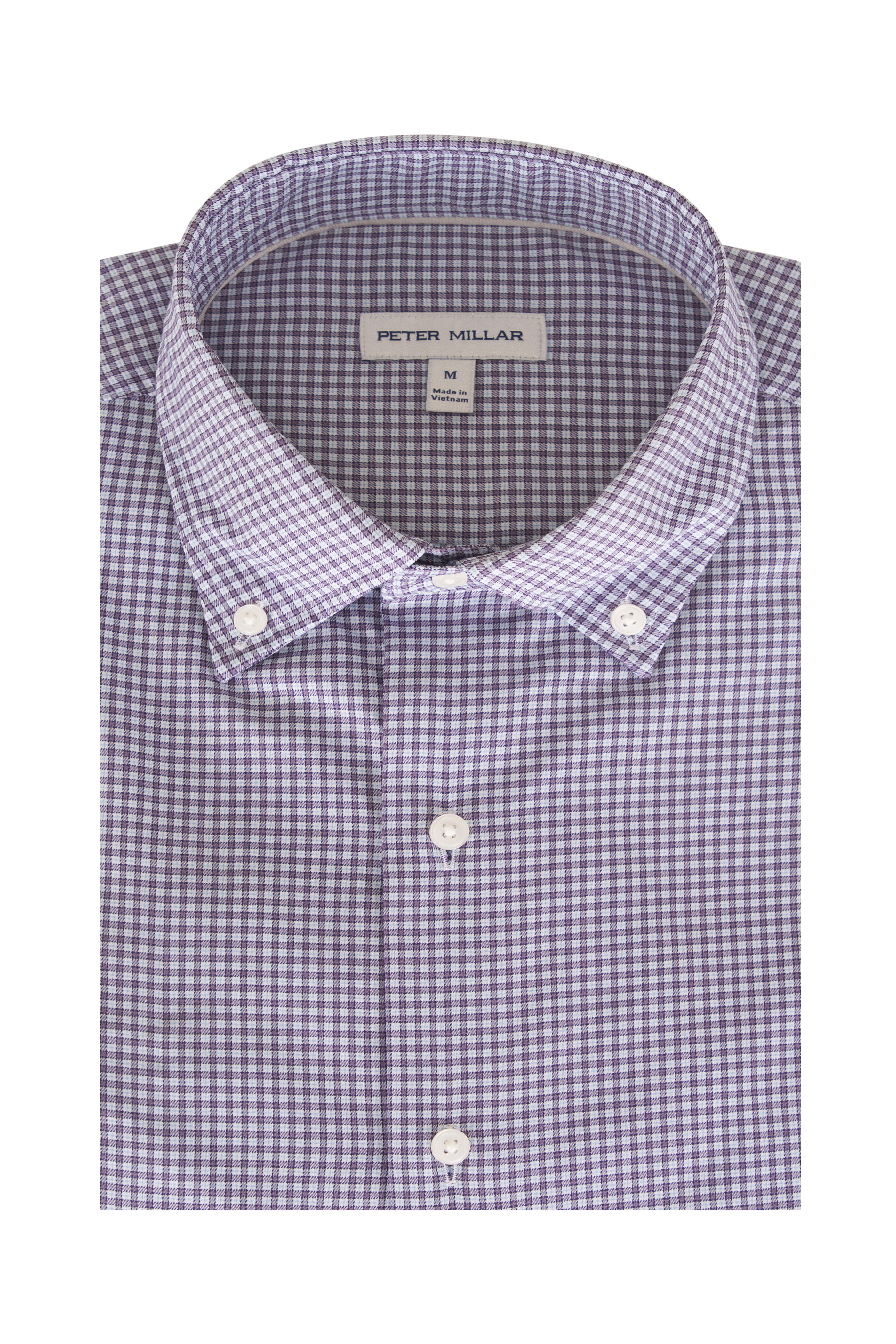 Peter Millar - Gregory Crown Lite Purple Check Sport Shirt - view 1