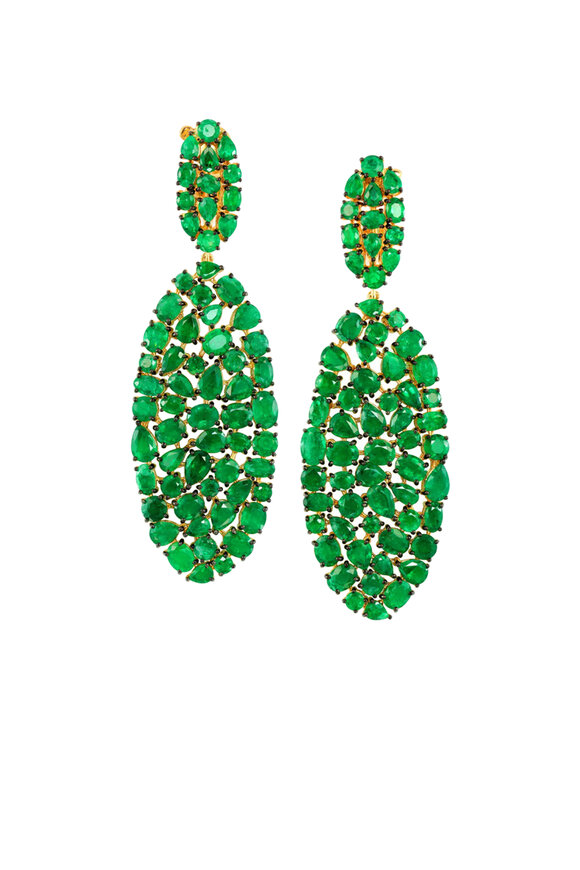 Etho Maria - 18K Yellow Gold Emerald Dangle Earrings