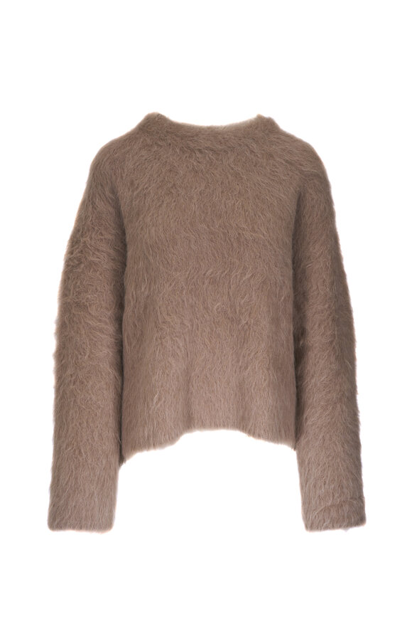 Totême - Boxy Truffle Alpaca Knit Crewneck Sweater 