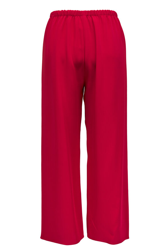 Peter Cohen - Cropped Pull-On Red 4-Ply Silk Pant