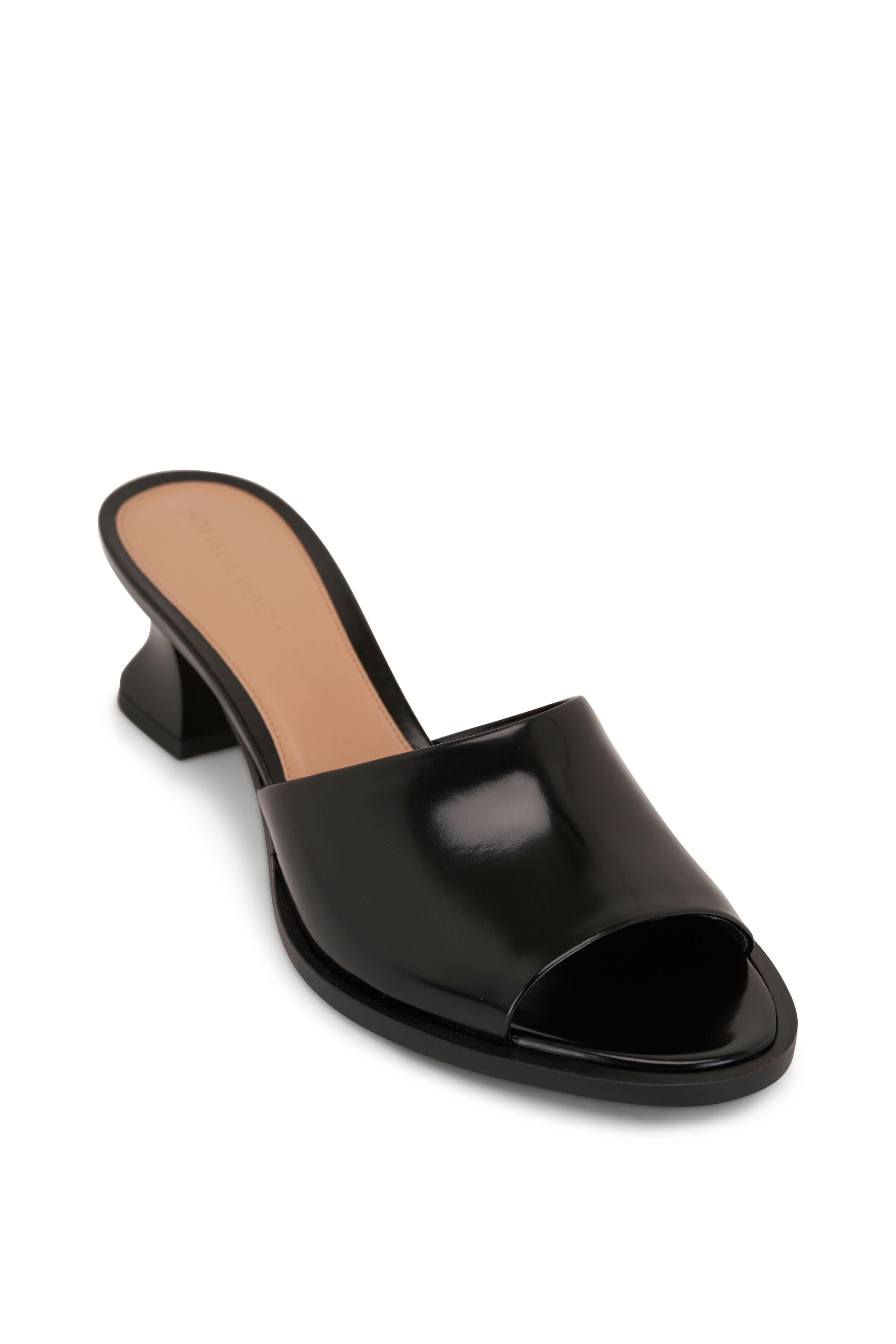 Bottega Veneta Cha Cha Black Leather Slide 55mm