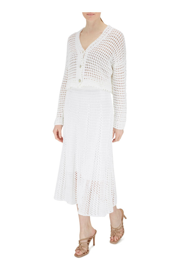 Vince - Optic White Crochet Cardigan