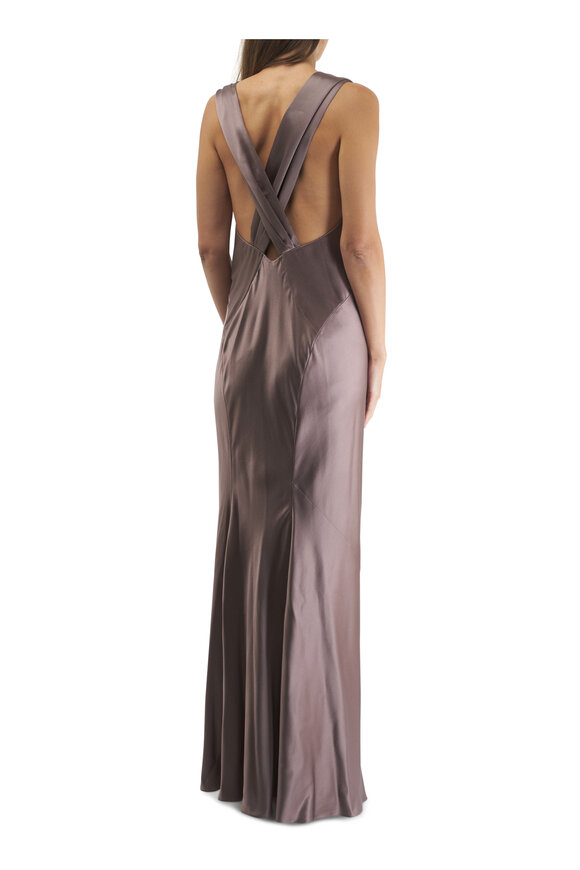 Saint Laurent - Taupe Rose Silk Maxi Dress 