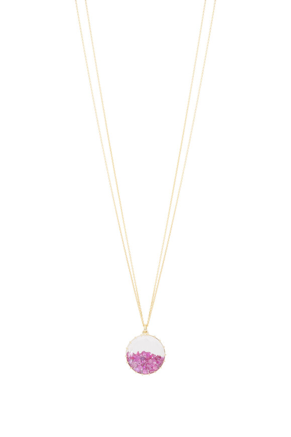 Renee Lewis 18k Yellow Gold 2 Chain Ruby Shake Necklace