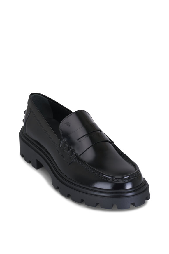 Tod's Black Leather Chunky Loafer 