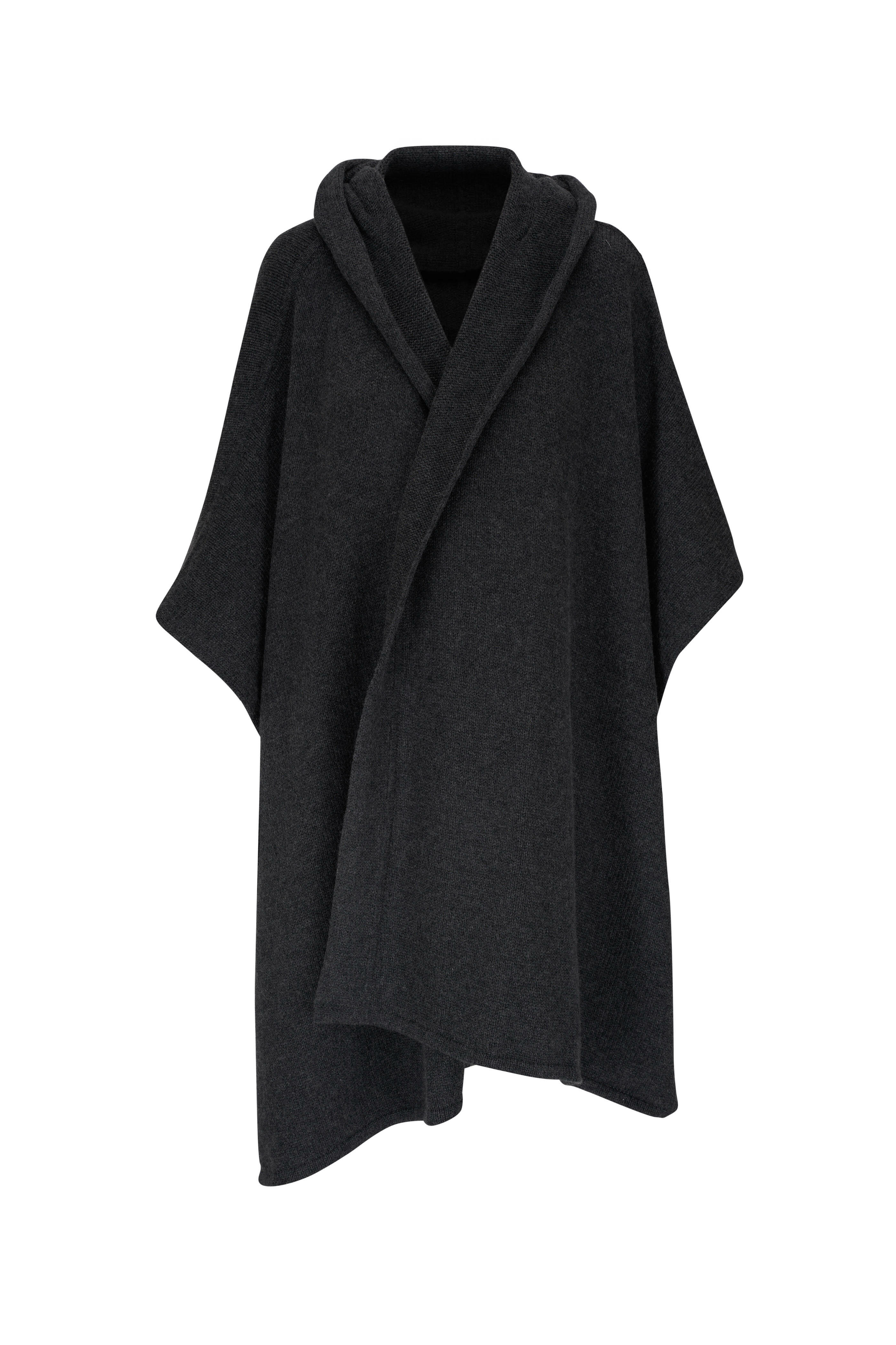 Le Kasha - Kaya Charcoal Cashmere Hooded Cape | Mitchell Stores