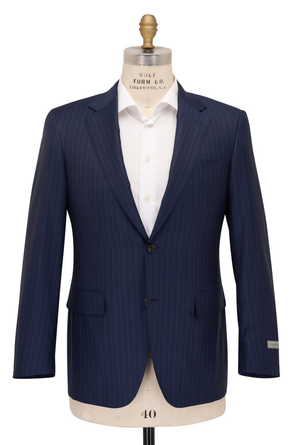 Canali - Navy Super 150s Wool Pinstripe Suit