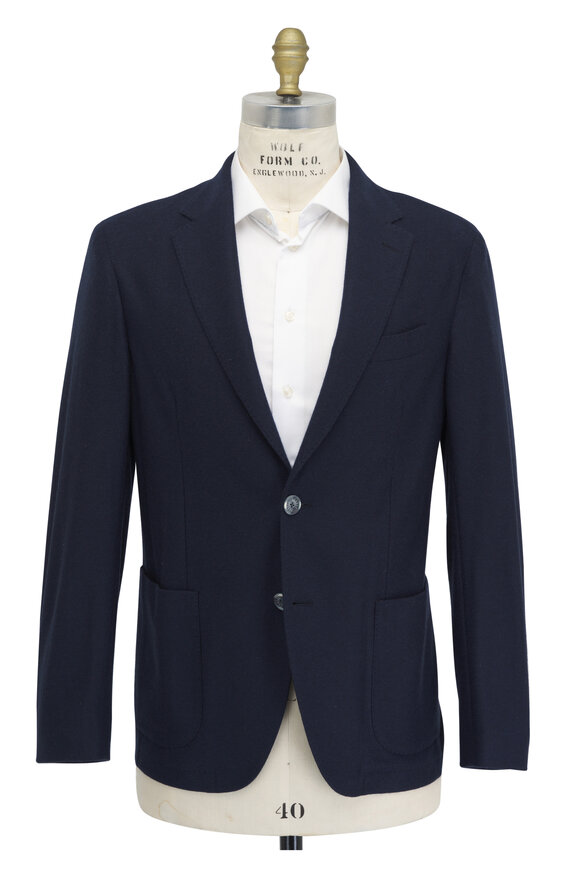 Fedeli - Navy Blue Soft Flannel Cashmere Jacket 