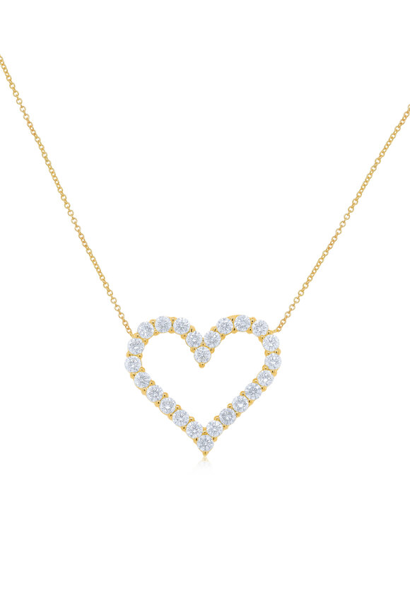 Diana M Jewels 18k Yellow Gold Open Heart Pendant Necklace - view 1