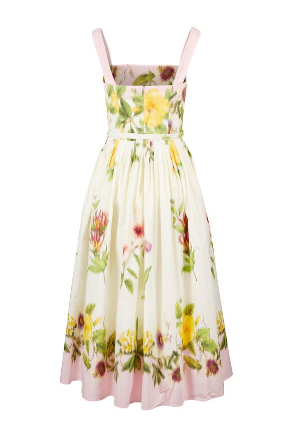 Oscar de la Renta Multi Floral Poplin Scarf Print Midi Dress - view 2