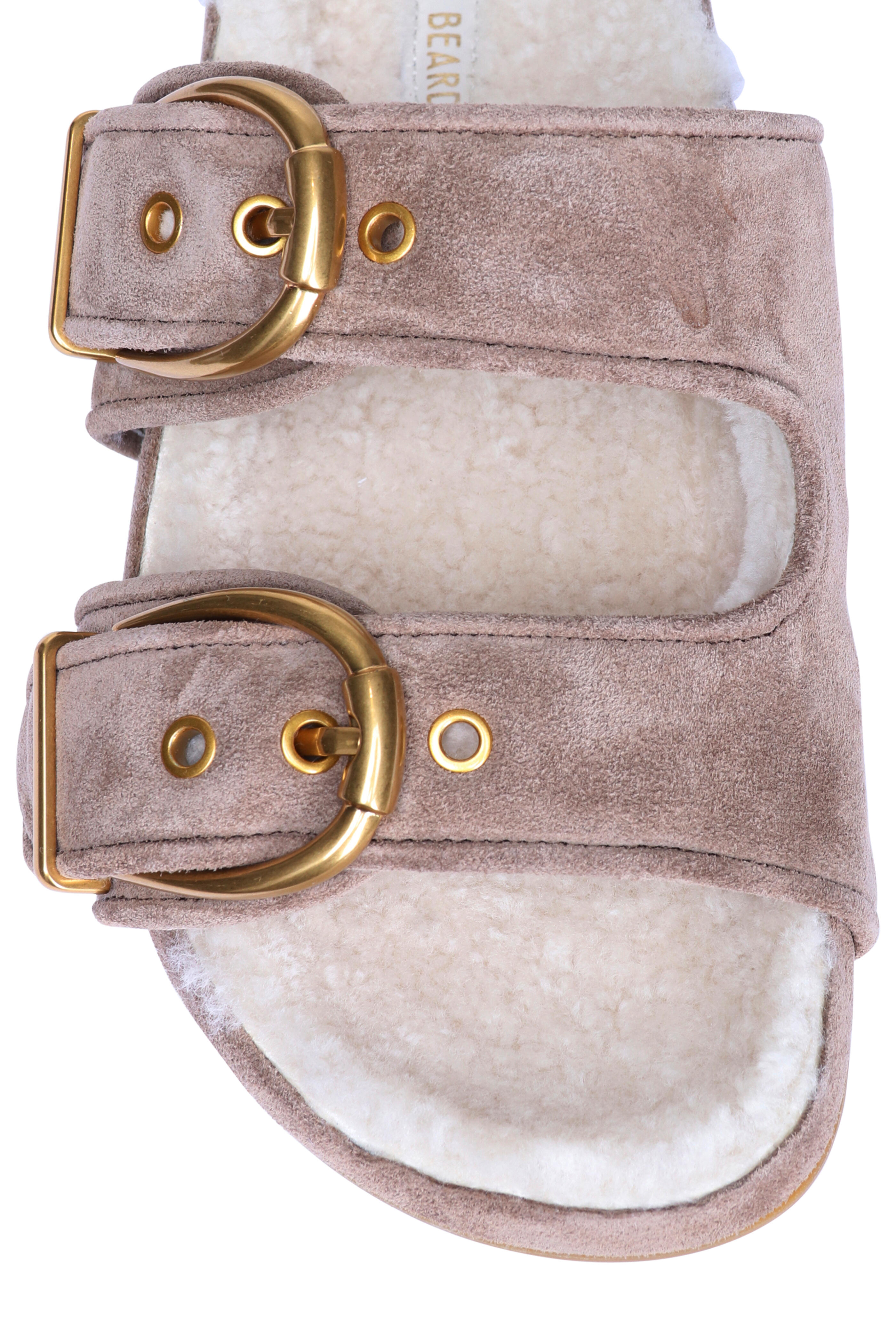 Veronica Beard - Pure Shearling Beige Buckle Slide