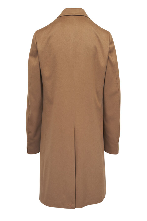 Isaia Ross Camel Cashmere Aquamole Overcoat - view 3