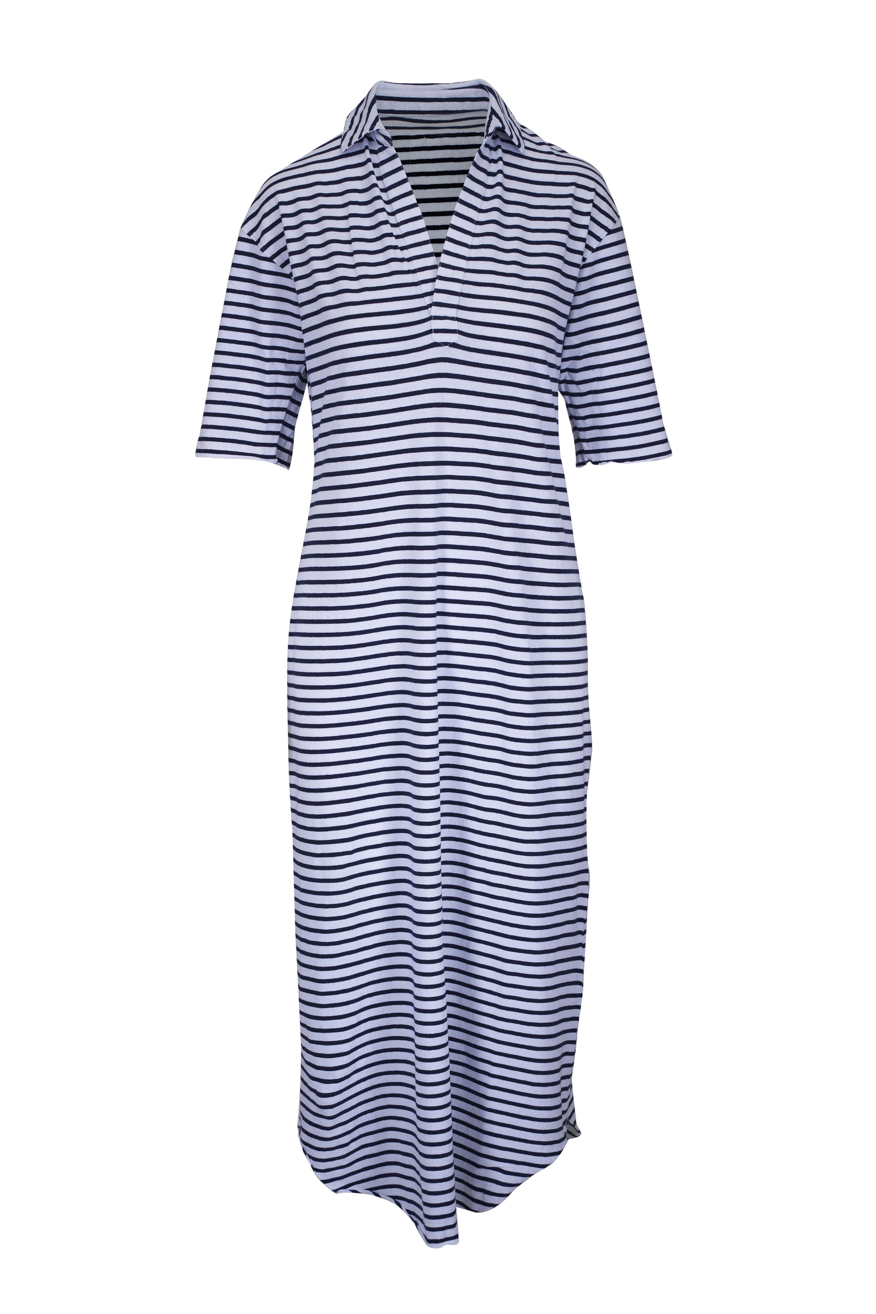 Frank & Eileen - Emma White & Navy Stripe Henley Maxi Dress