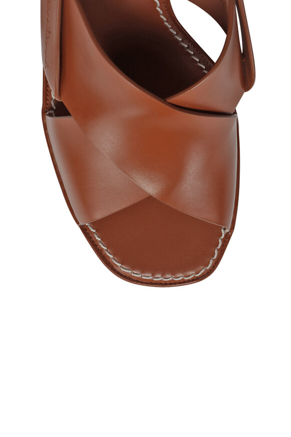 Santoni Tropez Brown Leather Platform Sandal - view 4