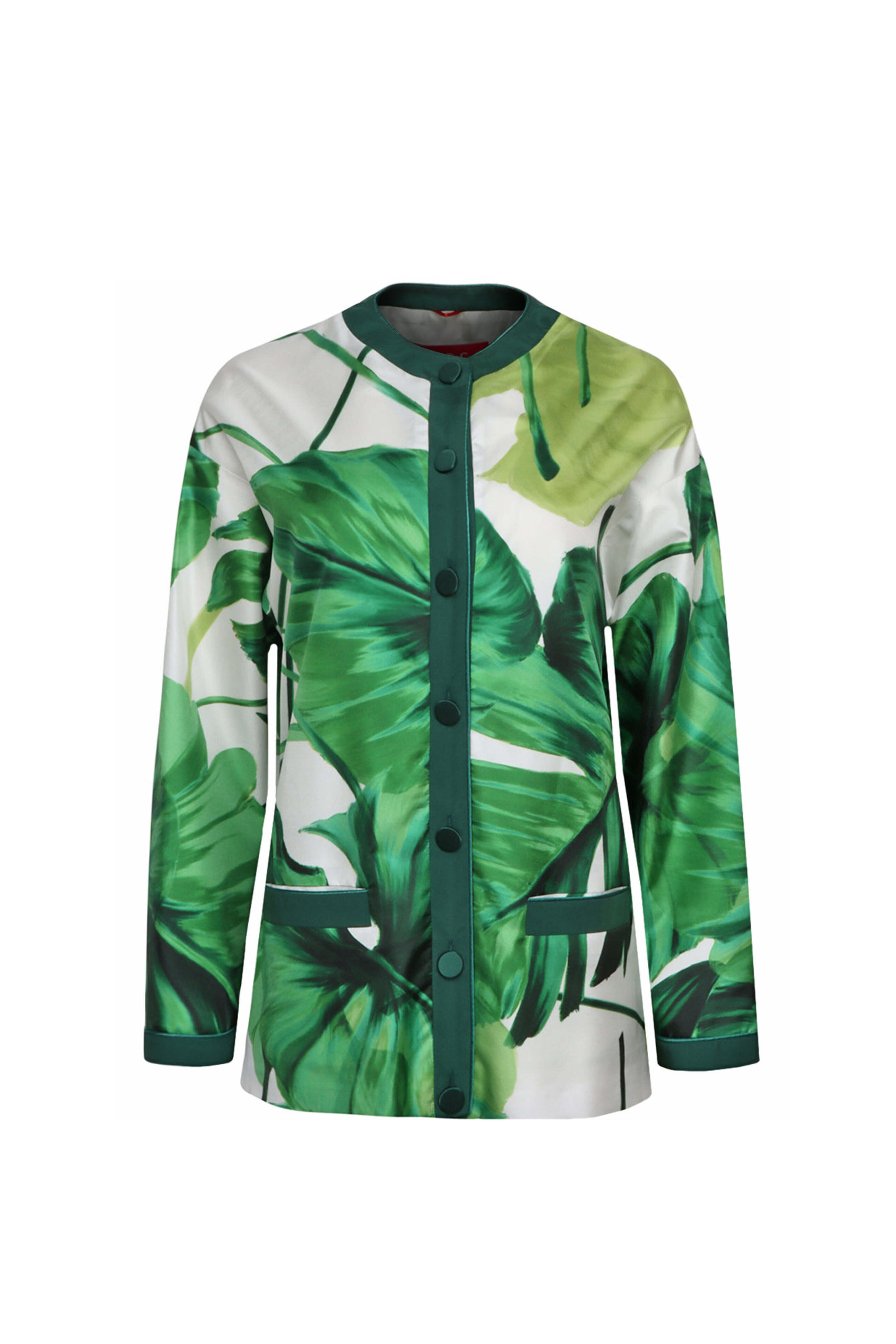 F.R.S. - Green Palm Print Silk Ligea Jacket