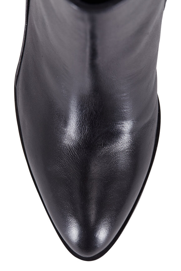 Italeau - Rea Black Leather Double Zip Ankle Boot, 70mm