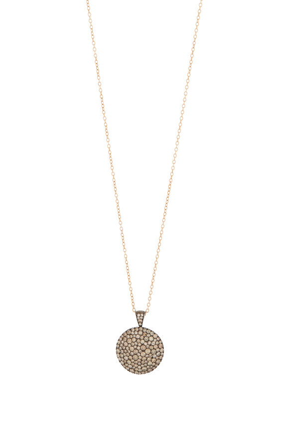 Etho Maria - 18K Rose Gold Brown Diamond Disc Pendant