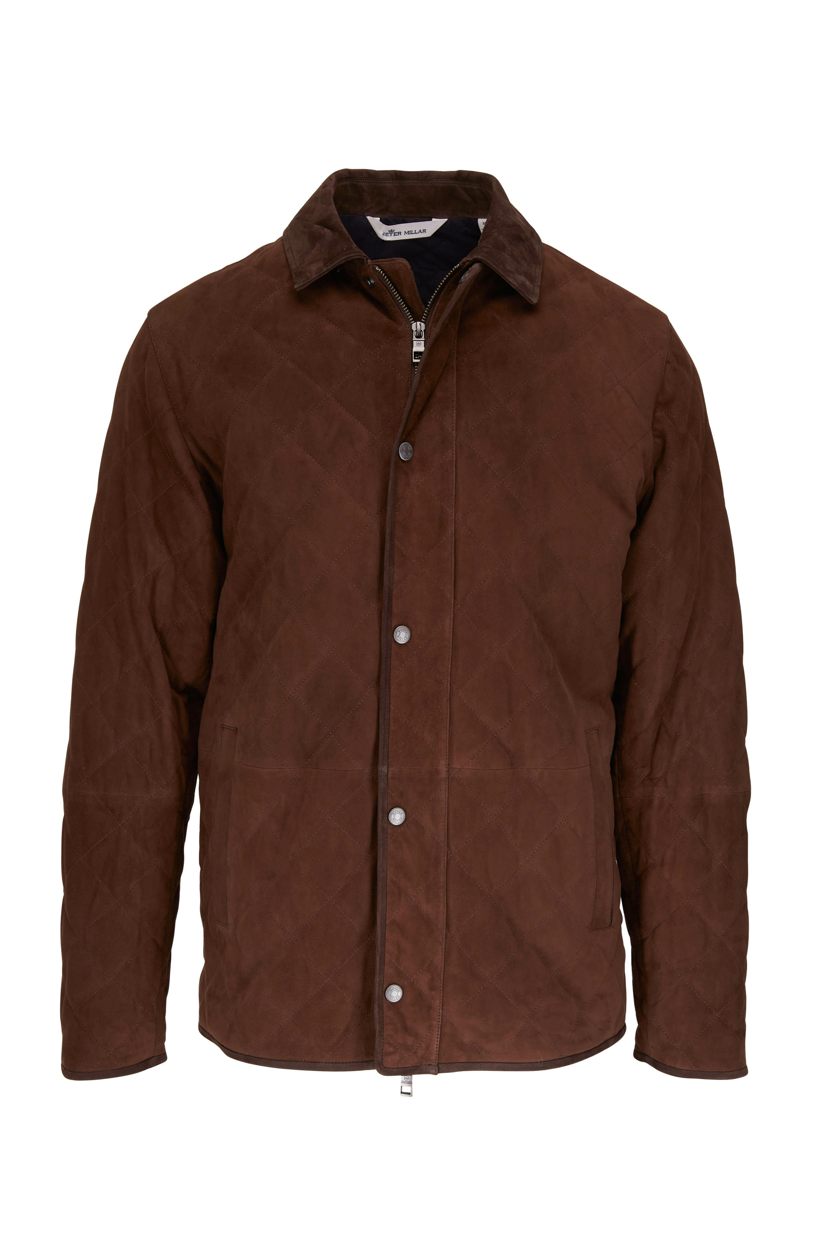 Peter Millar Suffolk Espresso Quilted Suede Travel Coat