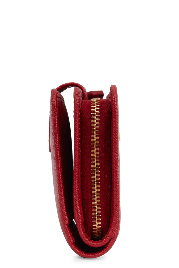 Prada - Red Saffiano Bi-Fold Tab Wallet 