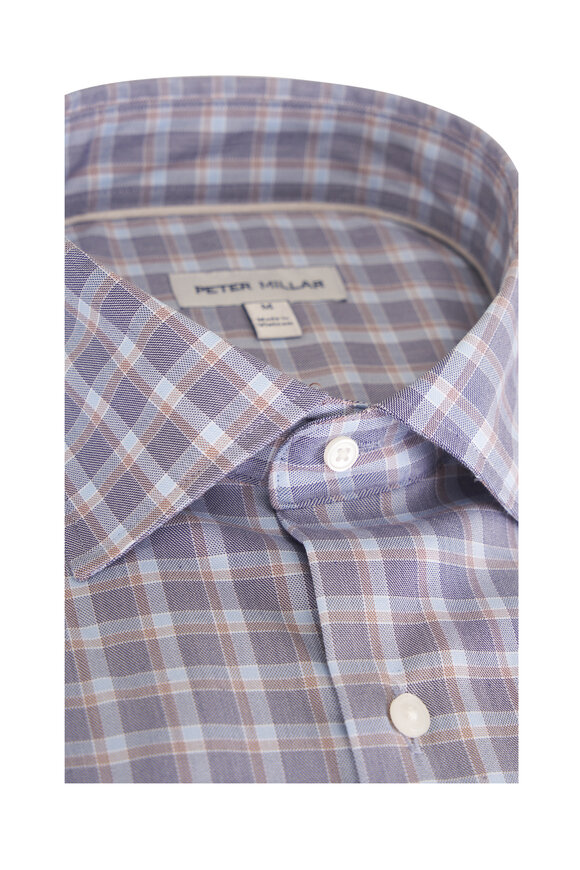 Peter Millar Crown Lite Lincoln Blue Plaid Sport Shirt - view 2