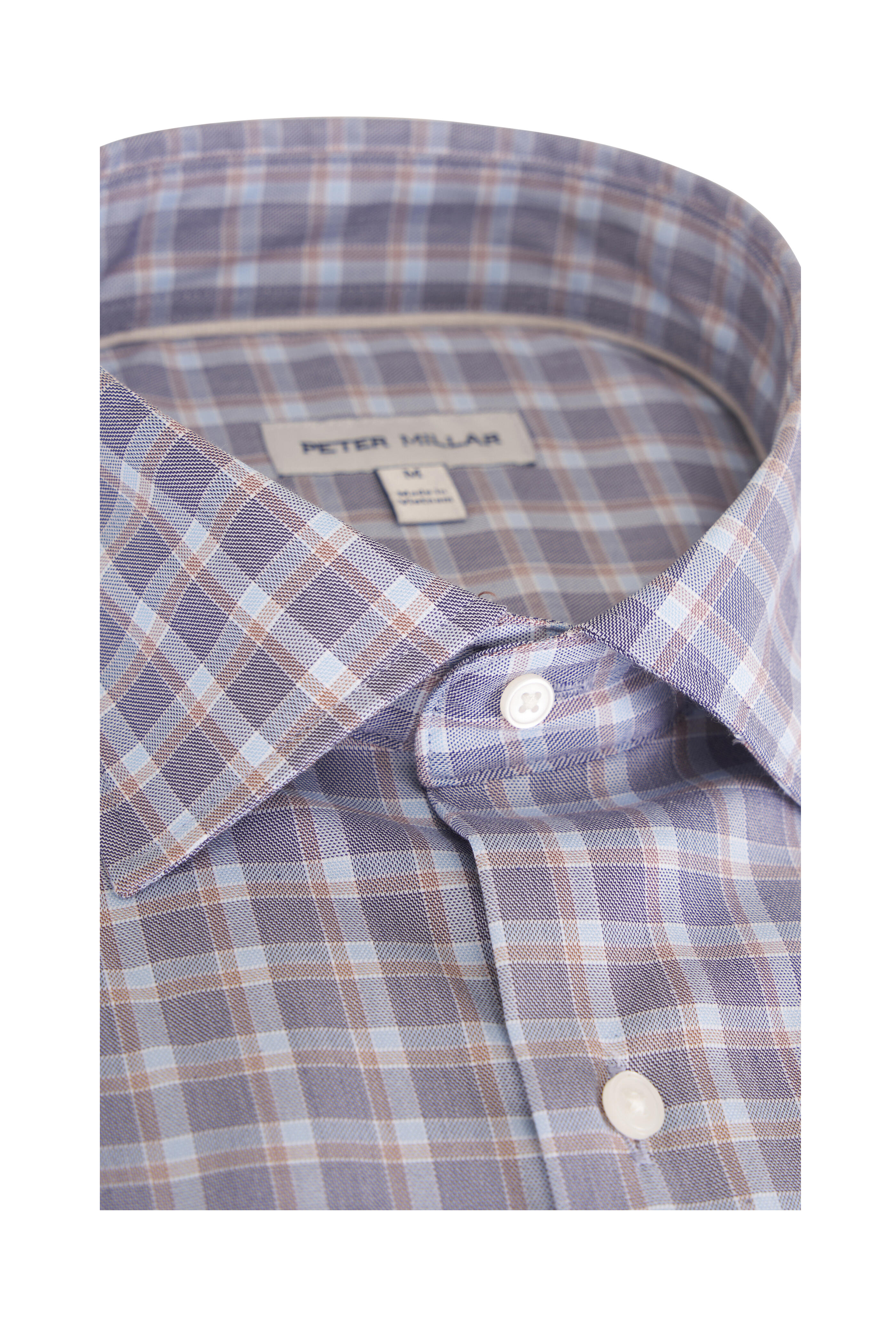 Peter Millar - Lincoln Crown Lite Blue Plaid Sport Shirt - view 2