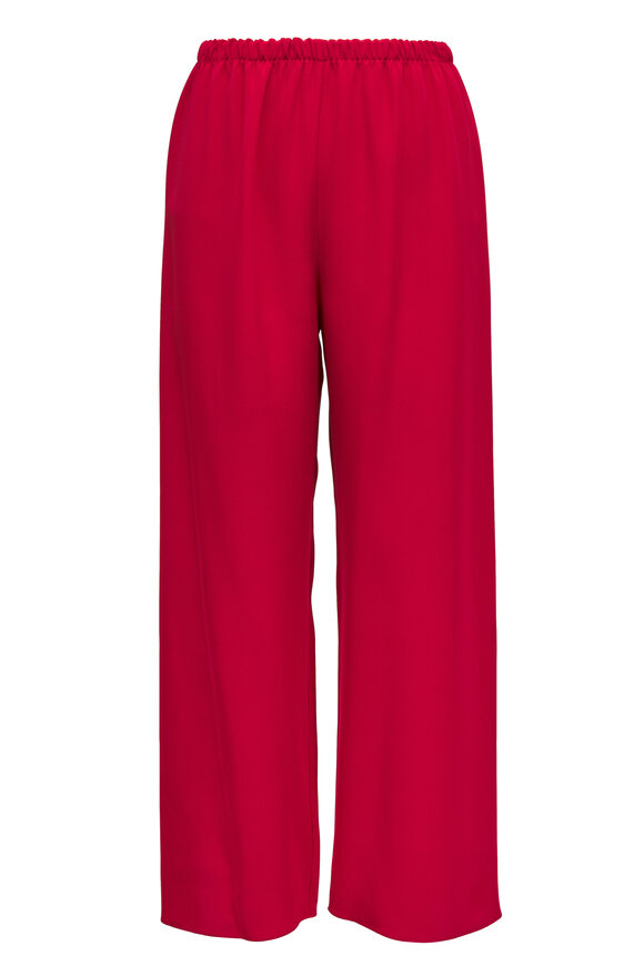 Peter Cohen Cropped Pull-On Red 4-Ply Silk Pant