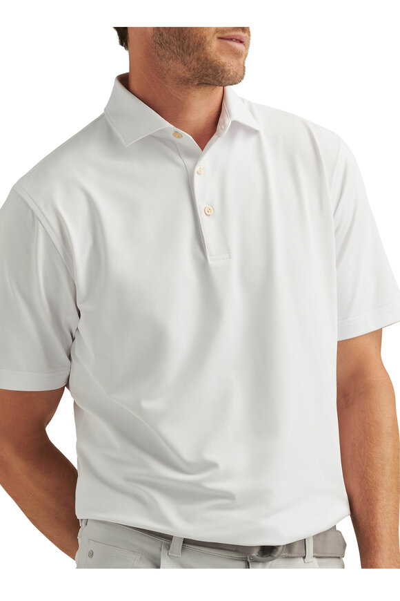 Peter Millar Crown Sport White Solid Performance Mesh Polo - view 4