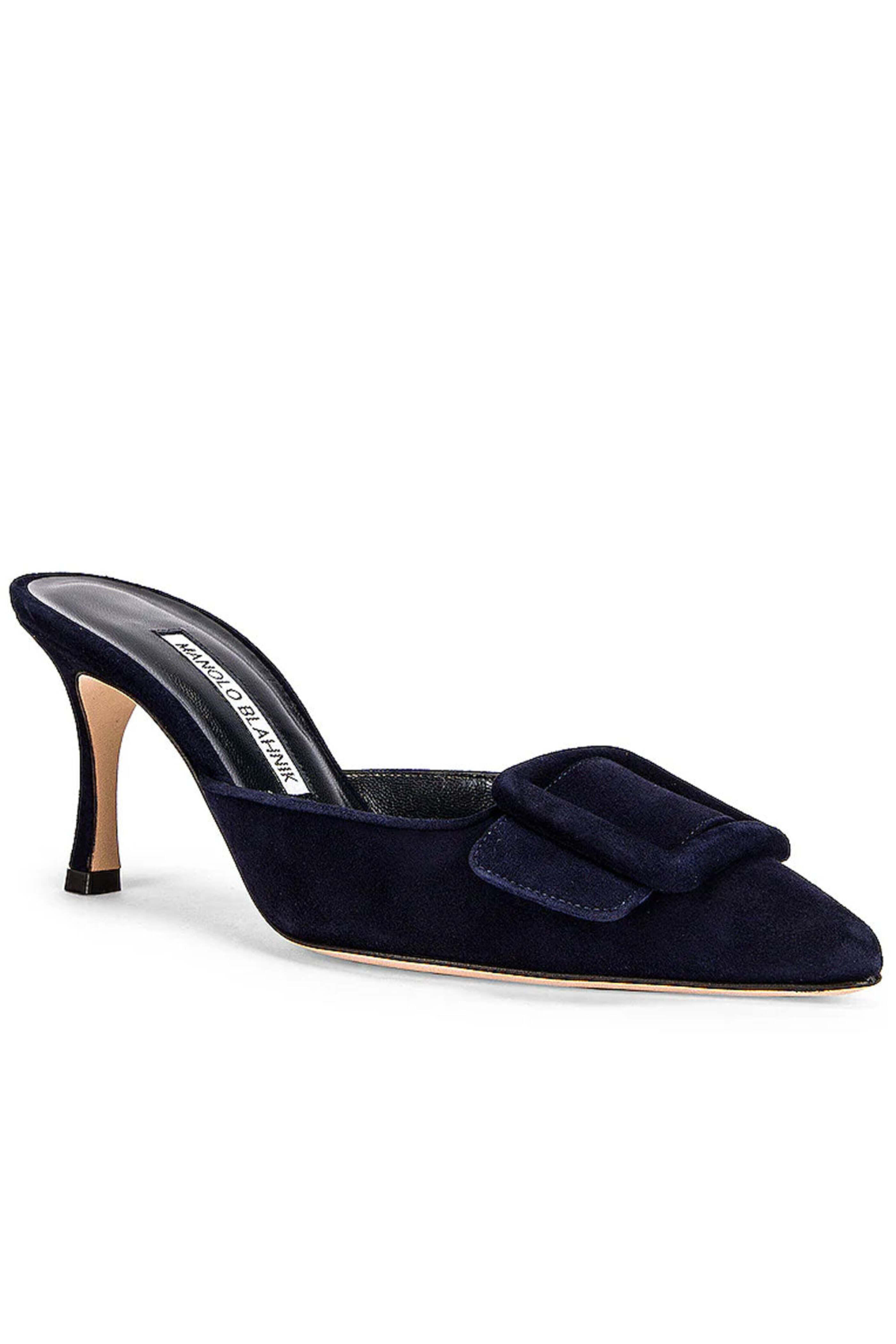 MANOLO BLAHNIK メイセール MANOLO BLAHNIK Maysale 70 buckled woven denim pumps | NET-A