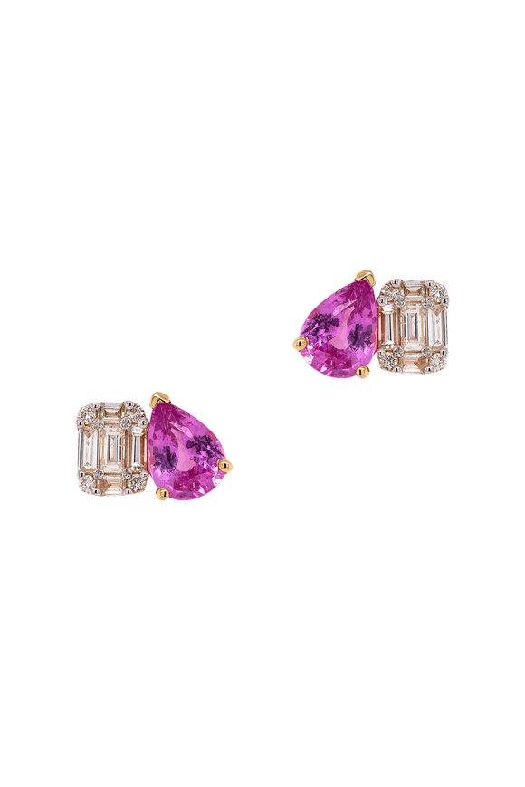 Bridget King 14k Yellow Gold Illusion Diamond & Sapphire Stud - view 1